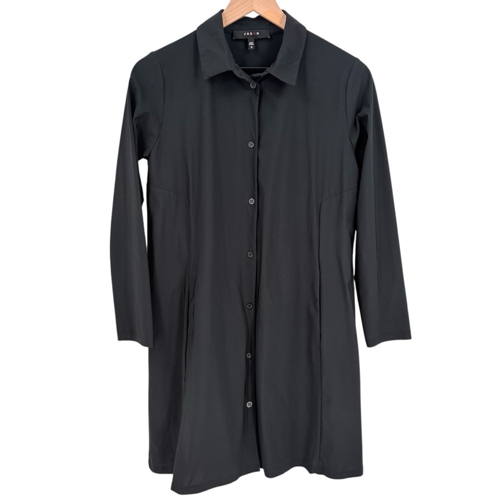 Jason Minimalist Nylon Shirt Dress Made in‎ USA Black Small